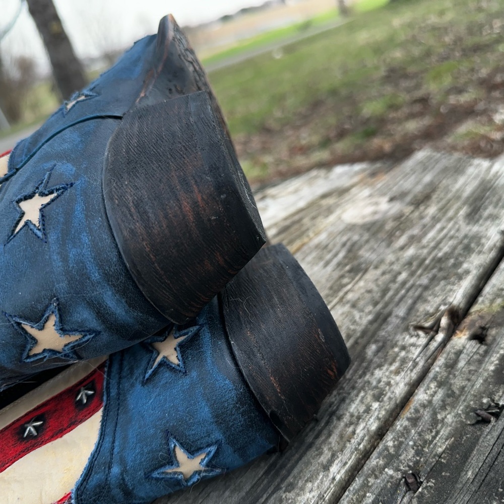Corral Navy, Red & Cream Star Western Heeled Boots - Picture 9 of 15